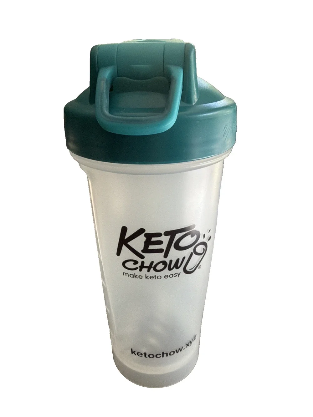 Keto Chow Blender Bottle Teal 28 oz. Used. Includes 1 Blender ‘Ball’